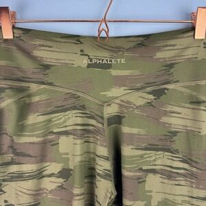 Alphalete Womens Camo Green Leggings Performance Stretch Gym Waist‎ Size 34"